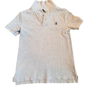 Polo Ralph Lauren Grey Short Sleeve Pique Polo Shirt Size 7 Pony Logo preppy Boy